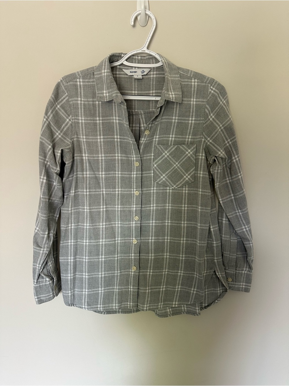 Women's Grey Plaid Button-Up Shirt
